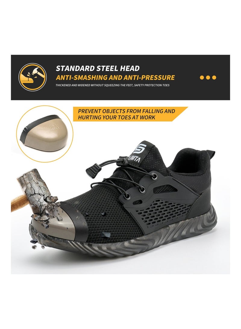 SLIMTA Men Women Safety Shoes Non-Slip Steel Toe Cap Trainers Mesh Breathable Lightweight Comfortable Puncture Proof Industrial Shoes - Image 2